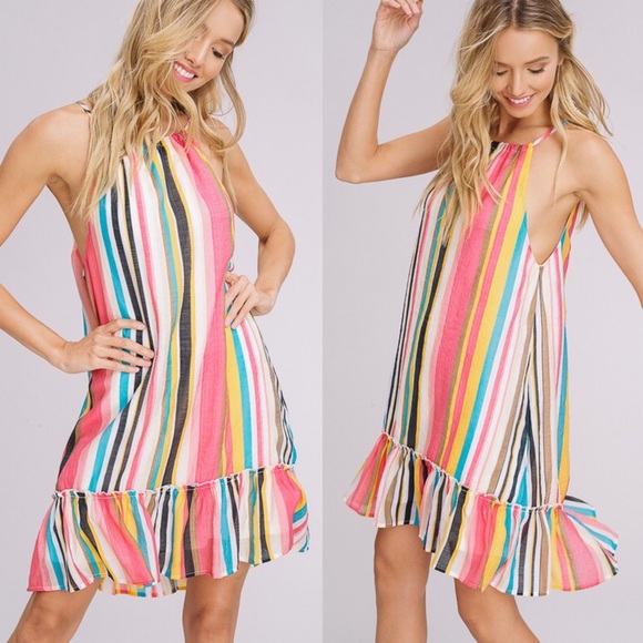 🎉HP!!🎉FRANGIPANI Tropical Stripe Dress-LAST ONE - Picture 2 of 2